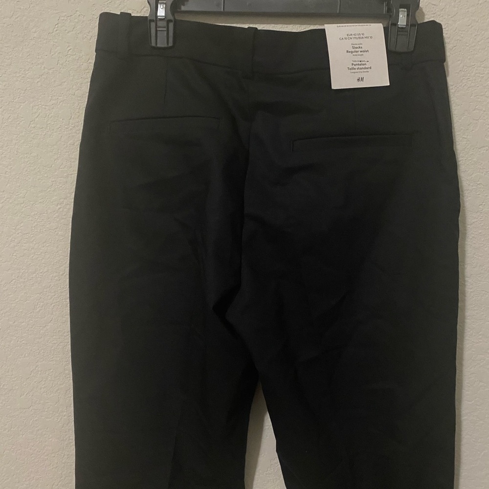 H&M Classic Black Tailored Women’s Regular Waist Flat Front Work Office Pants 10 - Picture 12 of 13
